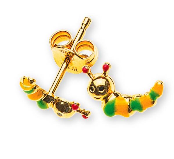 Clous d'oreilles chenille or jaune 750