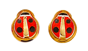 Ohrstecker Marienkäfer rot, Gelbgold 750