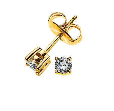 Solitär-Ohrstecker 4-Griff Gelbgold 750 0,16 ct. H SI