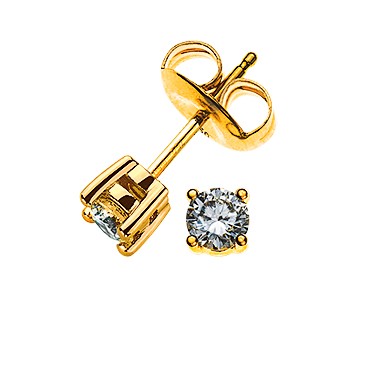Solitär-Ohrstecker 4-Griff Gelbgold 750 0,20 ct. H SI