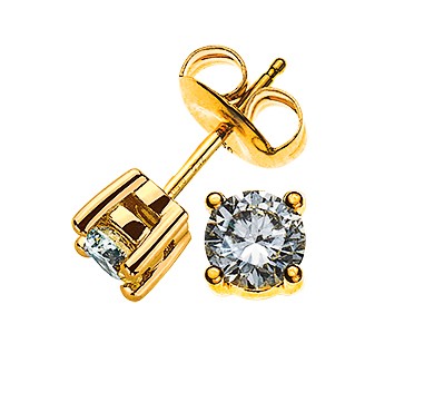 Solitär-Ohrstecker 4-Griff Gelbgold 750 1.00 ct. H SI