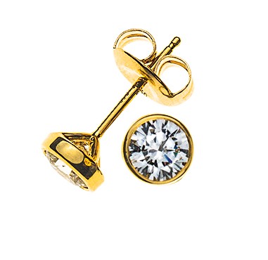 Solitär-Ohrstecker in Zargenfassung aus 750er Gelbgold 0,50 ct. H SI