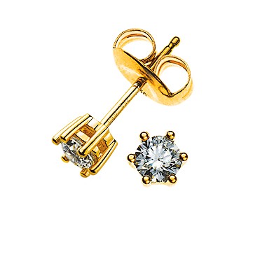 Solitär-Ohrstecker 6-Griff Gelbgold 750 0,15 ct. H SI