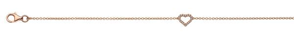 Bracelet 'coeur' or rose 750/18 ct. avec 18 brillants H SI 0.06ct. 19cm