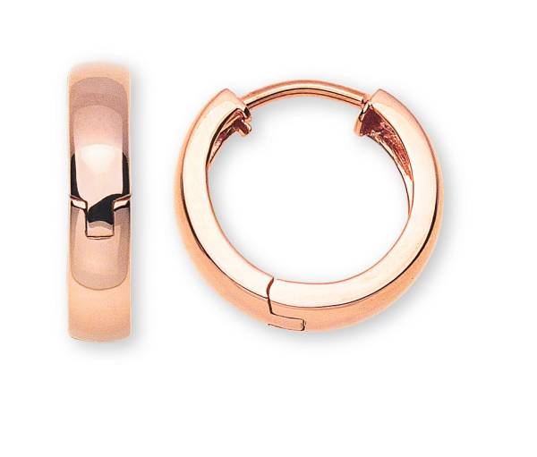 Créoles à charnière, or rose 750, diamètre 15 mm, largeur 3.5 mm