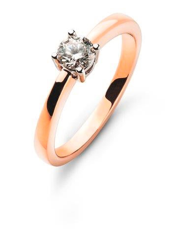 Bague solitaire 4 griffes or rose 750/18 ct. diamant H SI 0.20 ct.