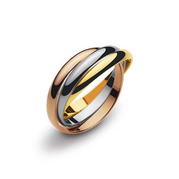 Bague Tricolore blanc/jaune/rouge or 750/18 ct.