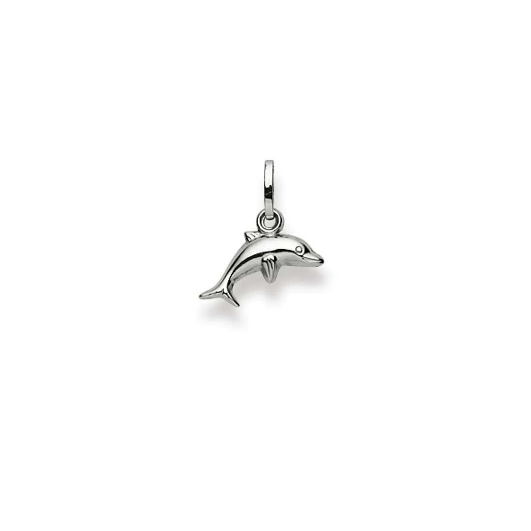 Pendentif, dauphin, or blanc 750/ 18 ct., 12x8mm