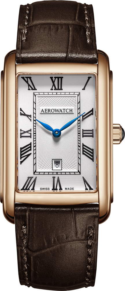 Aérowatch, Intuition Classic, Lady, Quartz, Rose, cuir brun