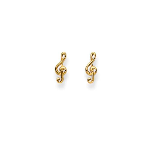 Clous d’oreilles, Clé de sol, or jaune 750/ 18 ct.