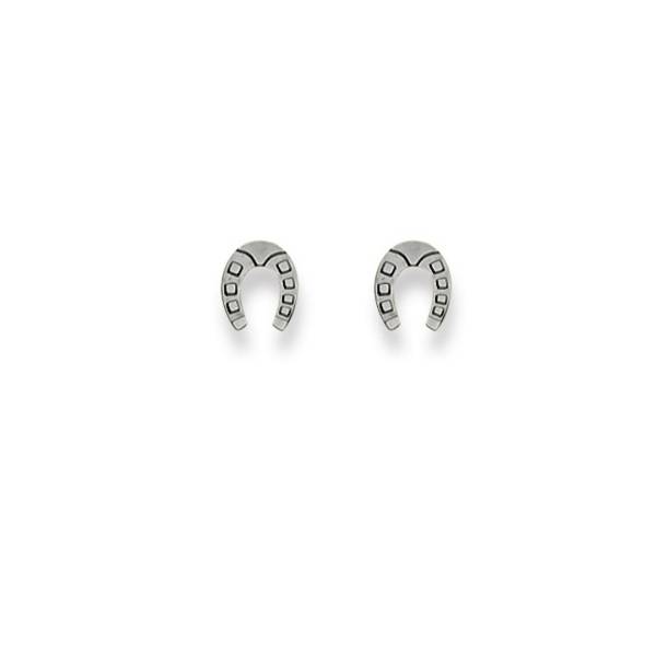 Clous d’oreilles, Fer à cheval, or blanc 750/ 18 ct.