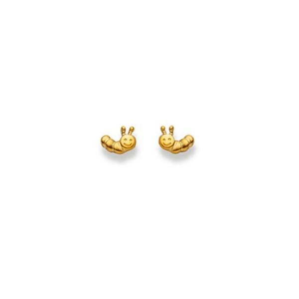 Clous d’oreilles, chenille, or jaune 750/ 18 ct.