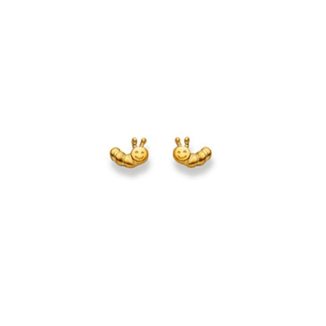 Clous d’oreilles, chenille, or jaune 750/ 18 ct.
