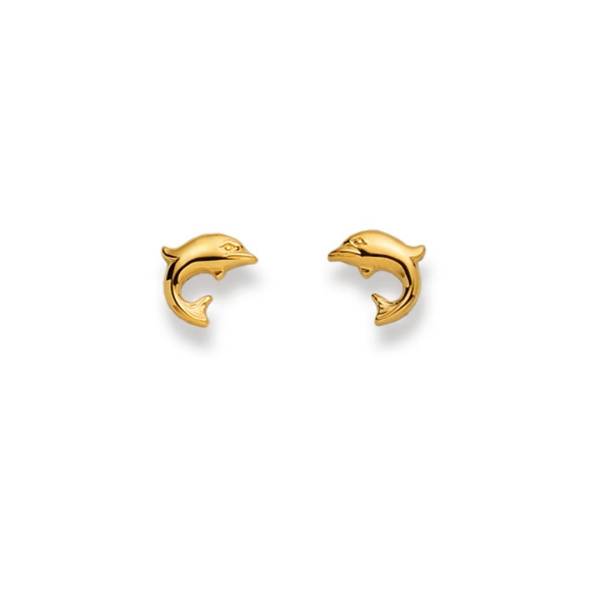 Clous d’oreilles, Dauphin, or jaune 750/ 18 ct.