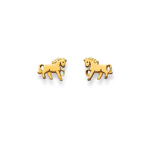 Clous d’oreilles, Cheval, or jaune 750/ 18 ct.