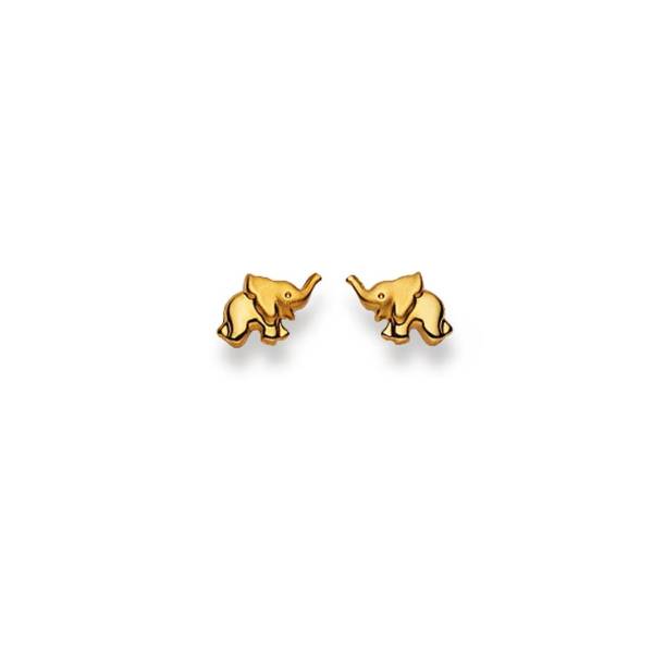 Clous d’oreilles, Éléphant, or jaune 750/ 18 ct.