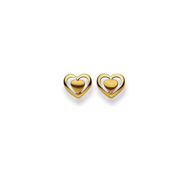 Clous d’oreilles, Coeur, or jaune 750/ 18 ct.
