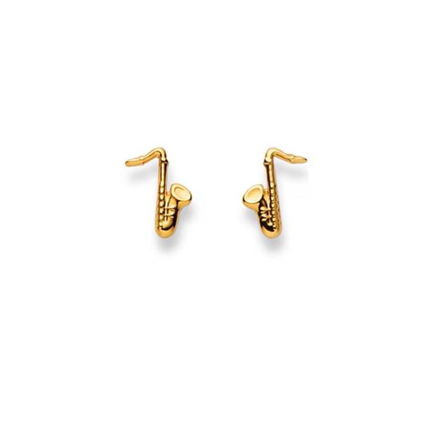 Clous d’oreilles, Saxophone, or jaune 750/ 18 ct.