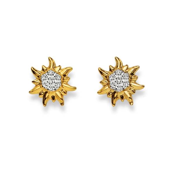 Clous d’oreilles, Edelweiss, or jaune 750/ 18 ct., bicolore