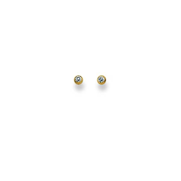 Ohrstecker, Gelbgold 750/ 18 Karat, Zirkonia, 2,5 mm