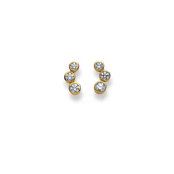 Clous d'oreilles, or jaune 750/ 18 ct., zircon