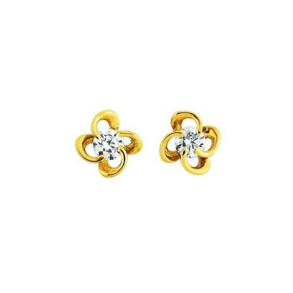 Clous d'oreilles, or jaune 750/ 18 ct., zircon