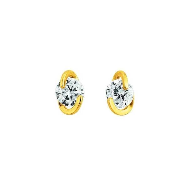 Clous d'oreilles, or jaune 750/ 18 ct., zircon