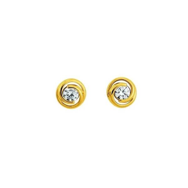 Clous d'oreilles, or jaune 750/ 18 ct., zircon