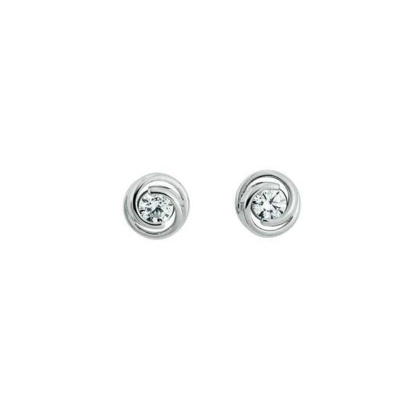 Clous d'oreilles, zircon, or blanc 750/ 18 ct.