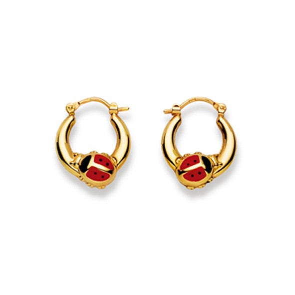 Ohrhänger Marienkäfer, Gelbgold 750/18 ct. mit rotem Lack