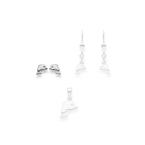 Pendants d’oreilles Dauphin, or blanc 750/18 ct.