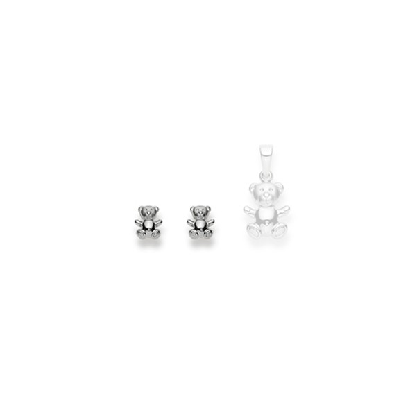 Clous d’oreilles Ours, or blanc 750/18 ct.