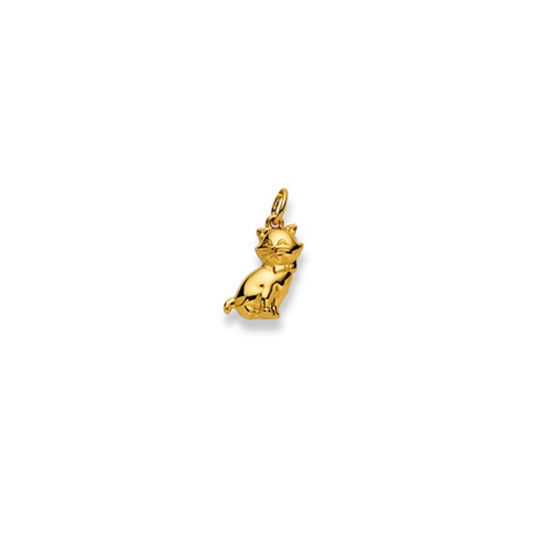 Pendentif, chat, or jaune 750/ 18 ct., 19x11mm