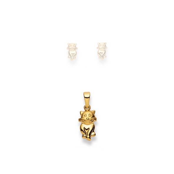 Pendentif, chat, or jaune 750/ 18 ct., 19x14mm