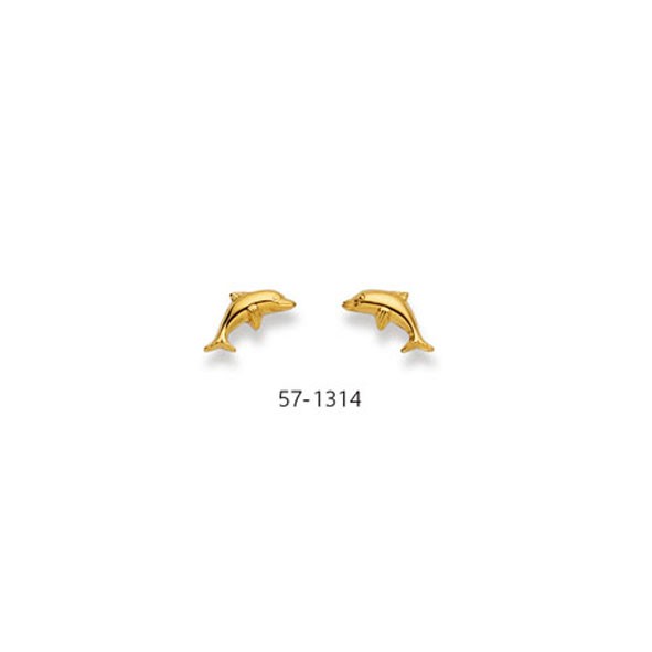 Clous d'oreilles Dauphin, Or jaune 375 / 9 ct.