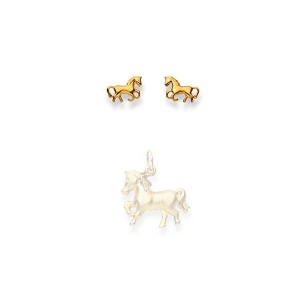 Clous d’oreilles Cheval, or 375/ 9 ct.