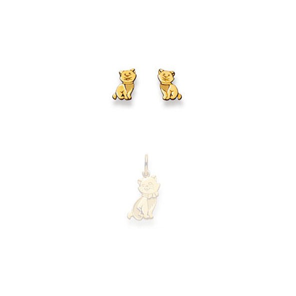 Clous d’oreilles Chat, Or 375 / 9 ct.