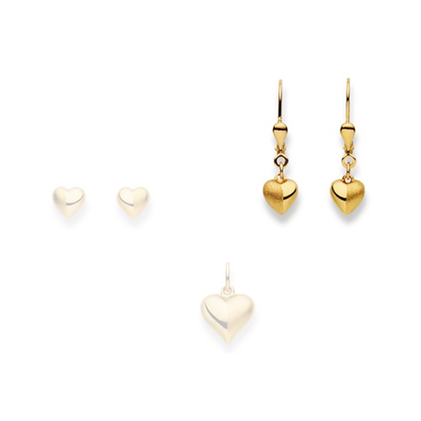 Pendants d’oreilles Coeur, or jaune 750/18 ct.