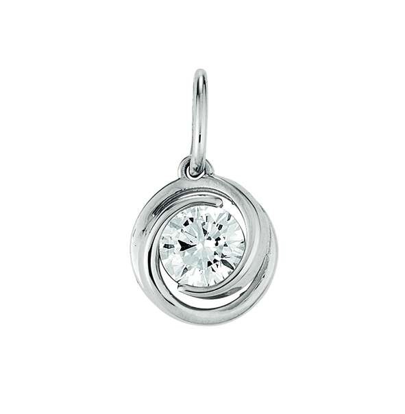 Pendentif or blanc 750/18 ct. avec zirconia