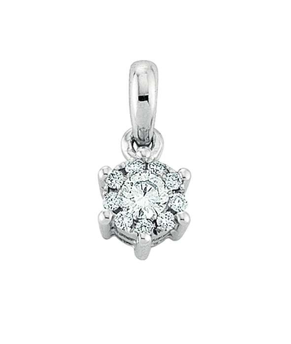 Pendentif or blanc 750/18ct. avec diamants 0.08ct. Gsi