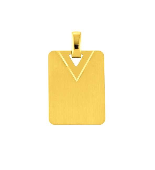 Pendentif Plaquette or jaune 750/18 ct. mat poli