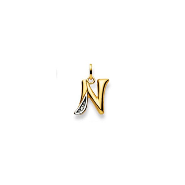 Pendentif Lettre N or jaune 750/18 ct.