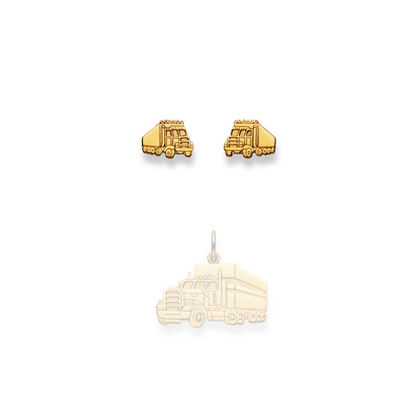 Clous d’oreilles, Camion, or jaune 750/ 18 ct.
