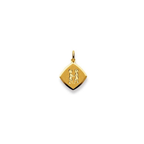 Pendentif 750/18 ct. or jaune, Signe du zodiaque Gémeaux