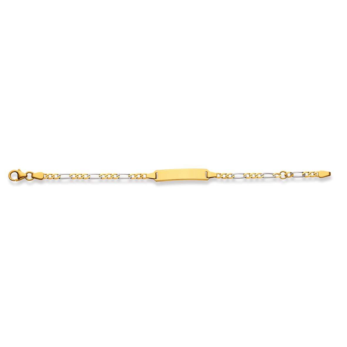 Bracelet d'identité, Figaro, or bicolore 750/ 18 ct., longue, 14 cm
