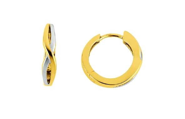 Creolen mit Scharnier, zweifarbig, Gold 750/18 ct.