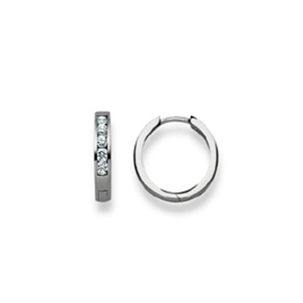 Creolen mit Scharnier aus 750/18 Karat Weißgold. mit Zirkonia