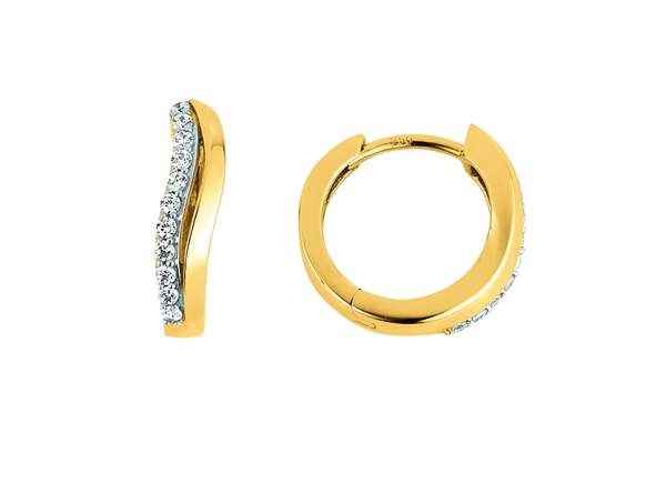 Creolen mit Scharnier aus Gelbgold 750/18 ct. mit Zirkonia