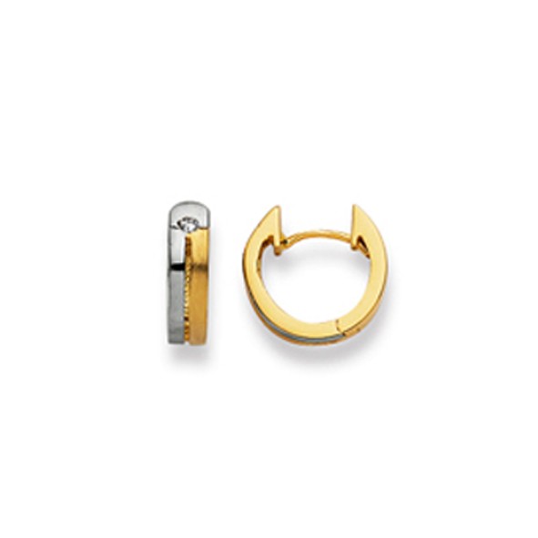 Creolen mit Scharnier aus 750/18 Karat Gold. zweifarbig mit Zirkonia