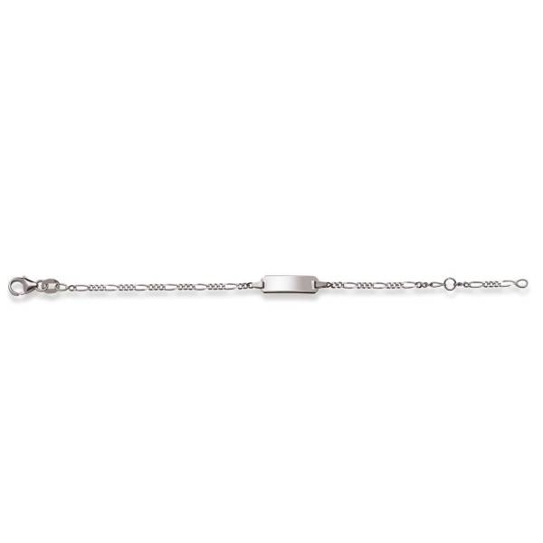 Bracelet d'identité, Figaro, or blanc 585/ 14 ct.